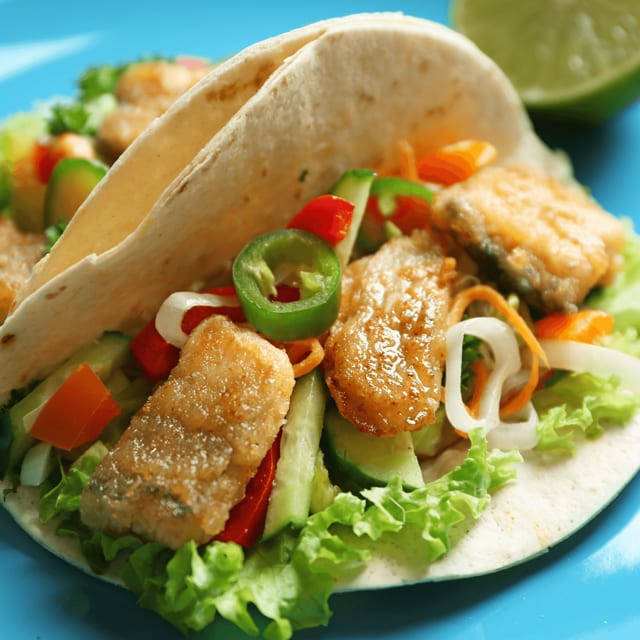 Grilled fish taco plate.