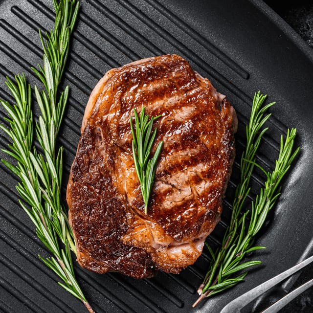 Rib-eye steak.