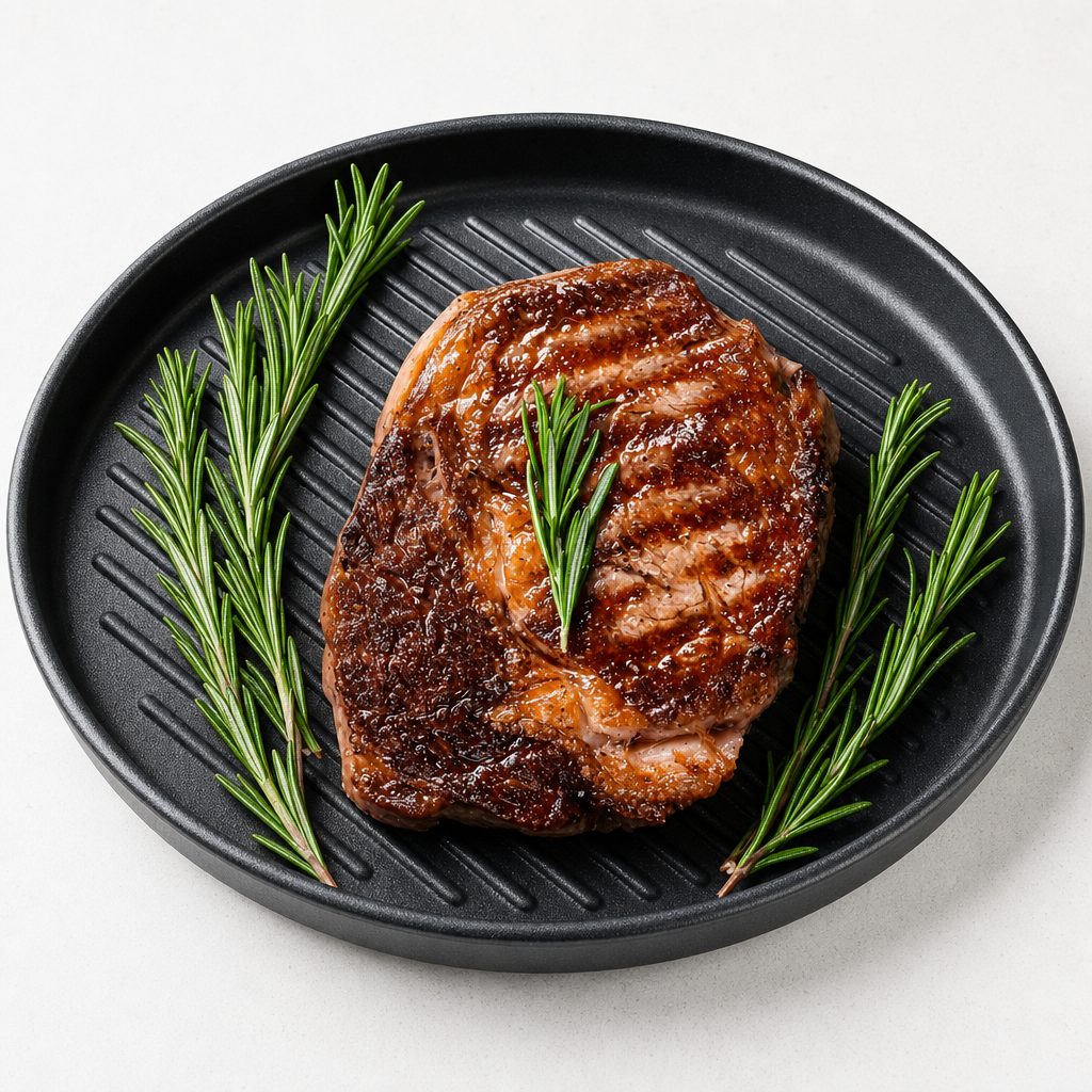 Rib-eye steak.