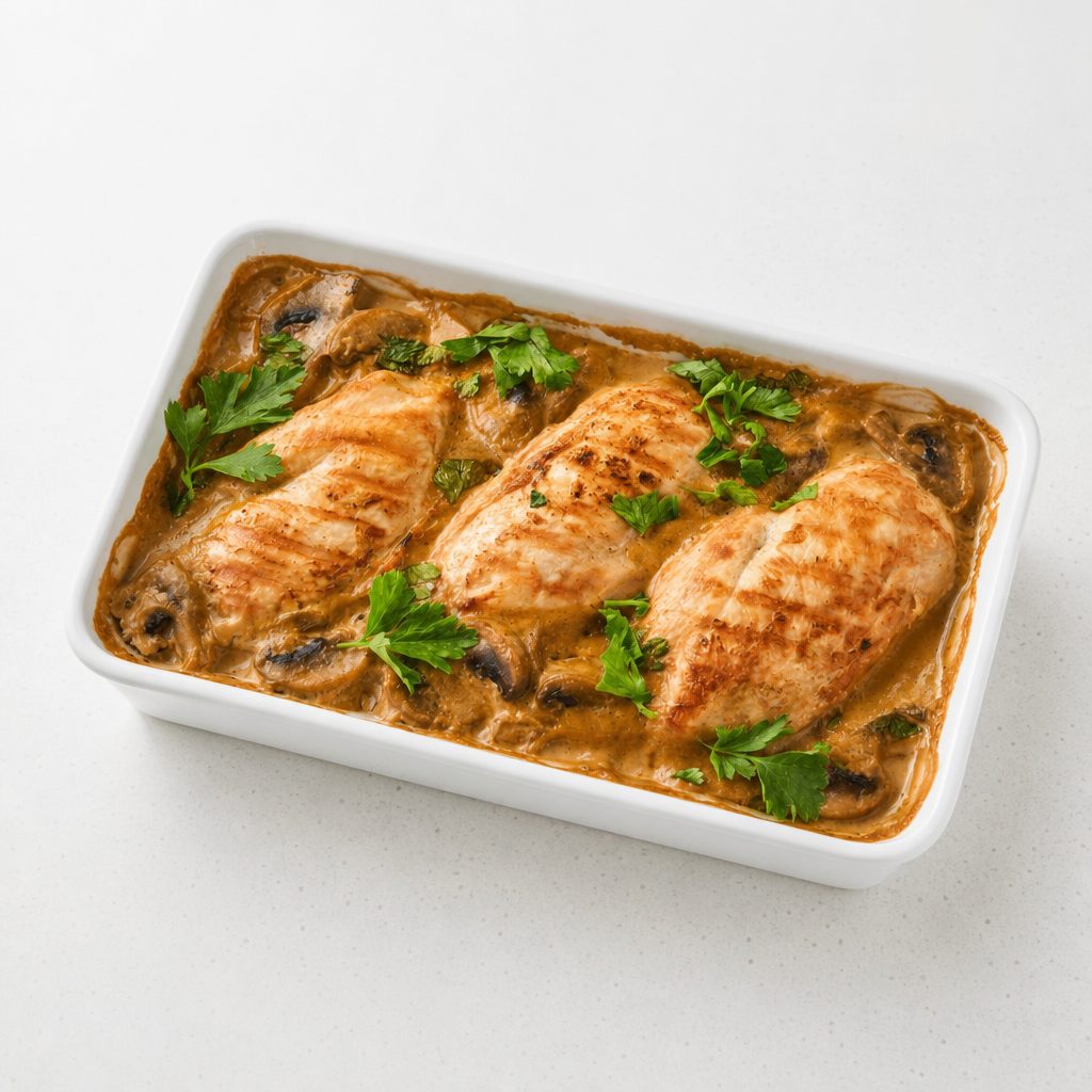 Brandy mushroom chicken.