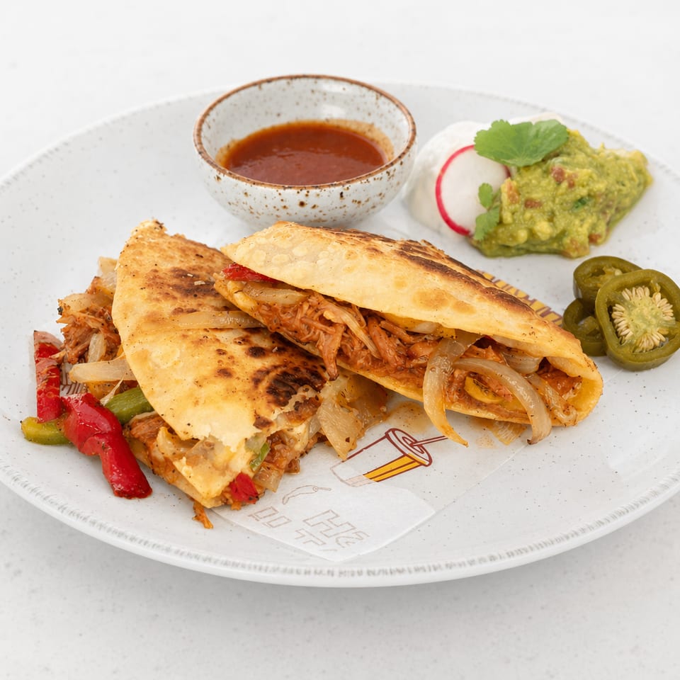 Hot stone vegetable quesadilla.