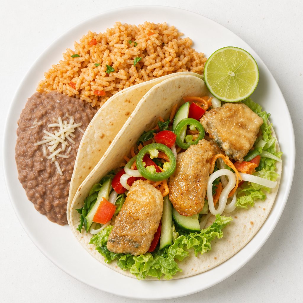 Grilled fish taco plate.