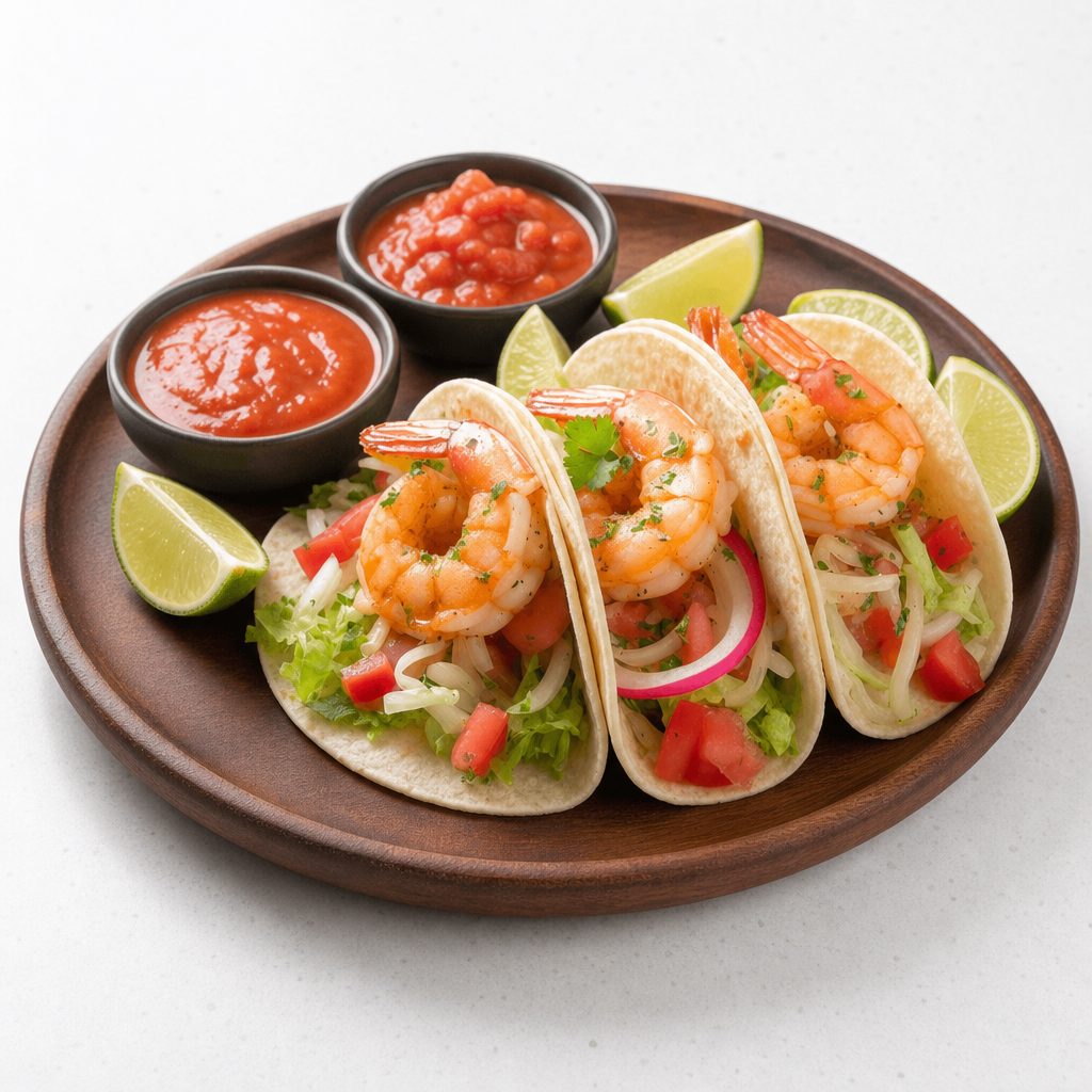 Shrimp taco plate.