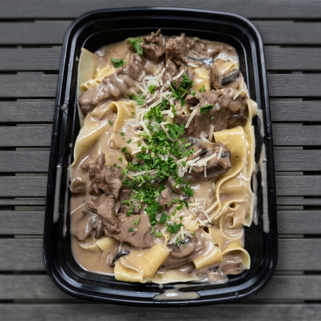 Beef stroganoff.